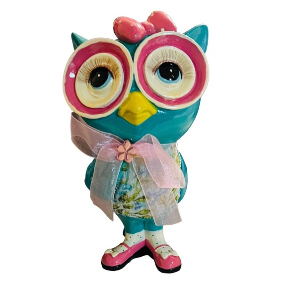 Cracker Barrel Owl Figurine Polka Dots Hits The Spot Colorful Unique Rare - Picture 4 of 14